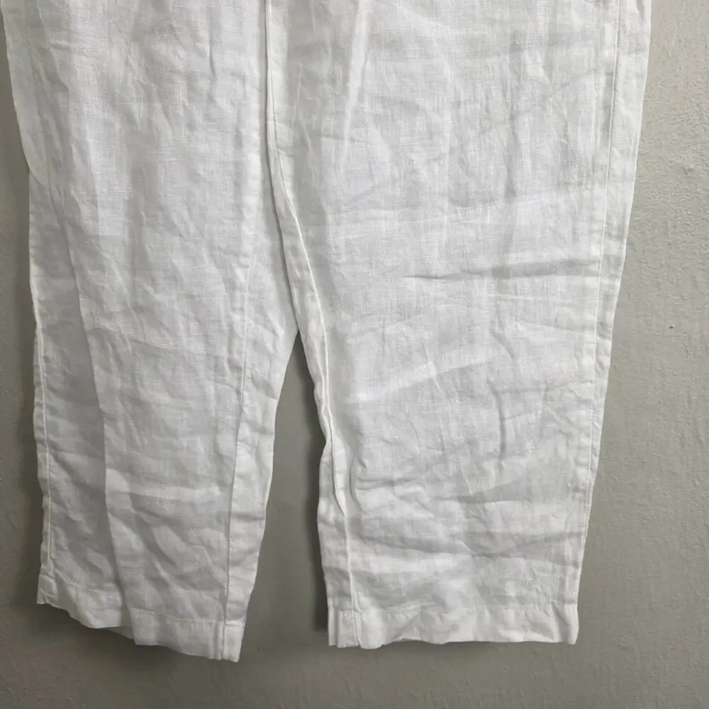 NWT Quince 100% European Flax Linen Wide Leg Pants White Extra Small XS